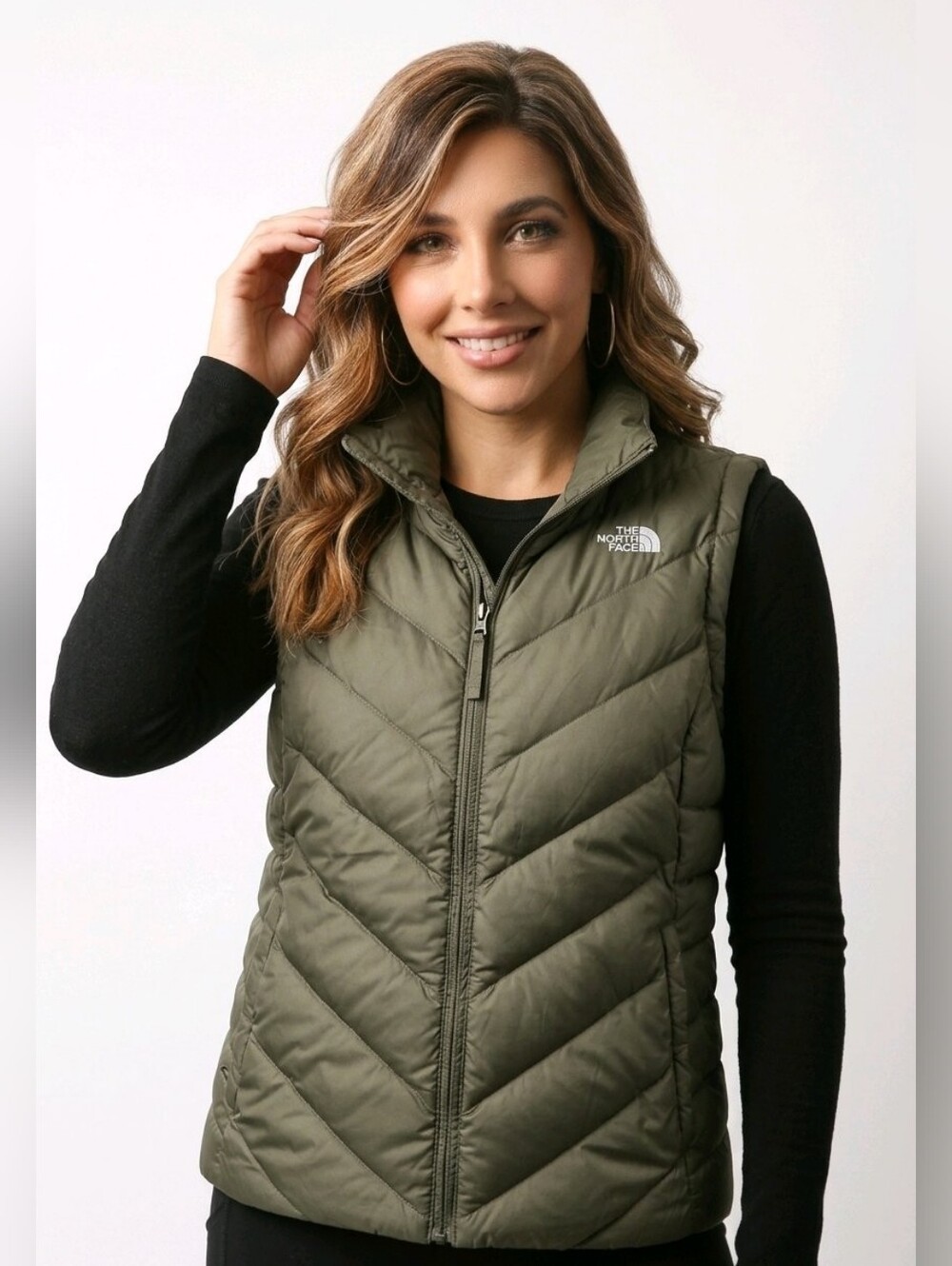 The North Face Olive Green Quilted Down Vest